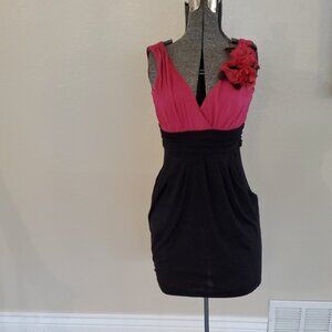 Speechless Pink and Black Mini Dress with Floral Detail